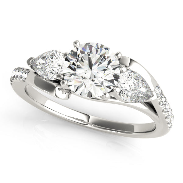 Classic Diamond Semi-Mount Engagement Ring with Side Stones