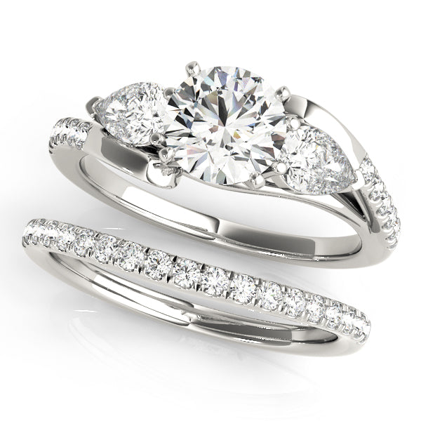 Classic Diamond Semi-Mount Engagement Ring with Side Stones