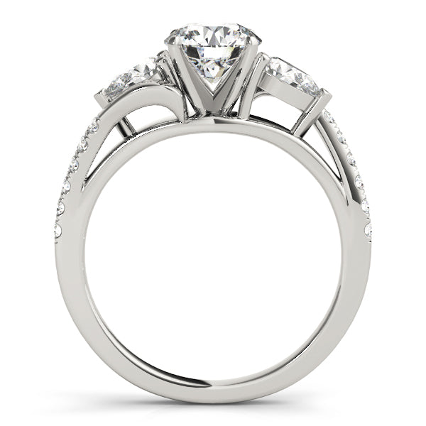 Classic Diamond Semi-Mount Engagement Ring with Side Stones