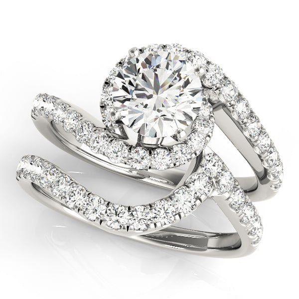 Bypass Prong Halo Diamond Engagement Ring Setting