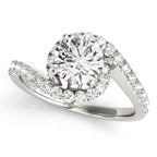 Bypass Prong Halo Diamond Engagement Ring Setting