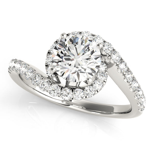 Bypass Prong Halo Diamond Engagement Ring Setting