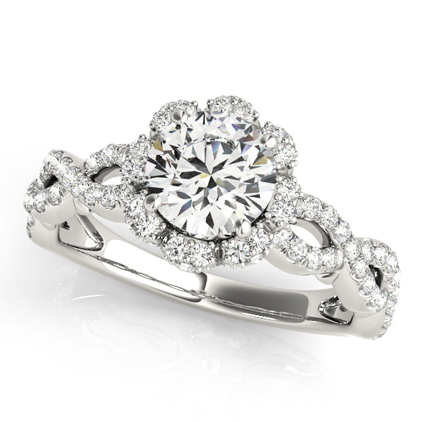 Twisted Shank Halo Diamond Engagement Ring
