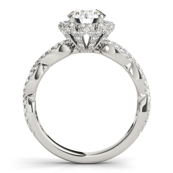 Twisted Shank Halo Diamond Engagement Ring