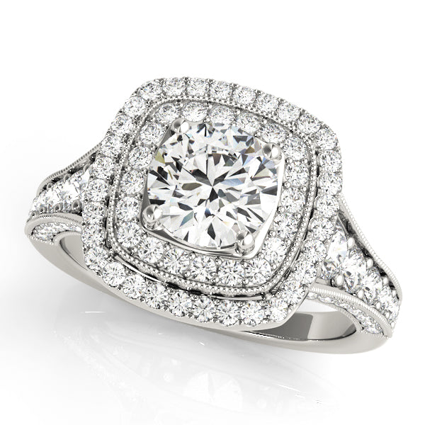 Vintage Double Halo Diamond Engagement Ring