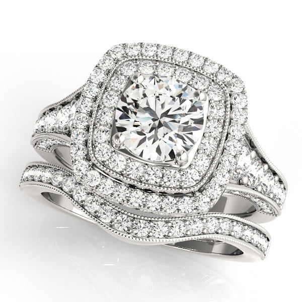 Vintage Double Halo Diamond Engagement Ring