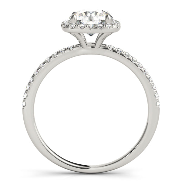 Single Row Halo Diamond Engagement Ring