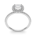 Single Row Halo Diamond Engagement Ring