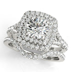 Double Halo Split Shank Diamond Engagement Ring