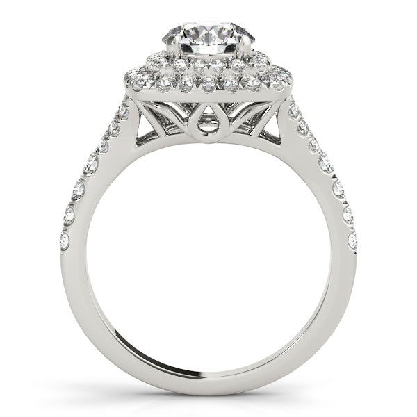 Double Halo Split Shank Diamond Engagement Ring