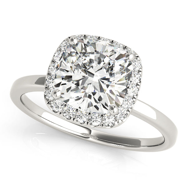 Square Cushion Halo Engagement Ring
