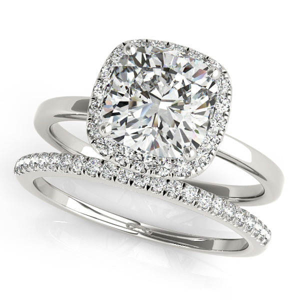 Square Cushion Halo Engagement Ring