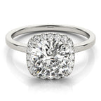 Square Cushion Halo Engagement Ring