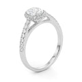 Oval Halo Single Row Engagement Ring