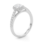 Oval Halo Single Row Engagement Ring