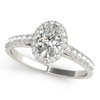 Oval Halo Single Row Engagement Ring