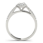 Oval Halo Single Row Engagement Ring