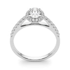 Oval Halo Single Row Engagement Ring