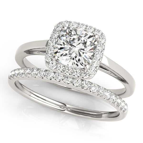 Cushion Cathedral Halo Engagement Ring