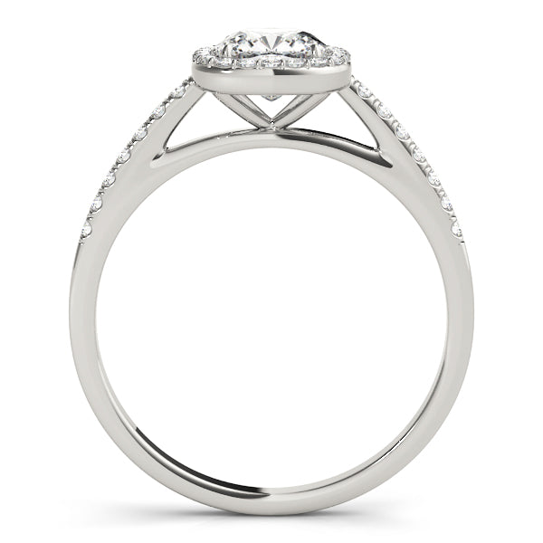 Cushion Halo Engagement Ring with Single Row Diamond Design