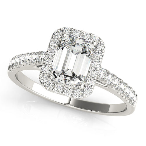 Elegant Emerald Cut Halo Engagement Ring