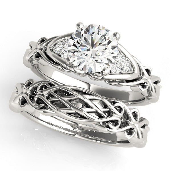 Nature Inspired Cluster Accent Engagement Ring