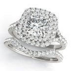 Cushion Cut Split Shank Double Halo Engagement Ring