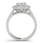 Cushion Cut Split Shank Double Halo Engagement Ring