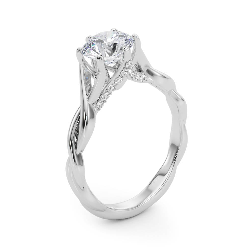 Twisted Shank Hidden Halo Engagement Ring