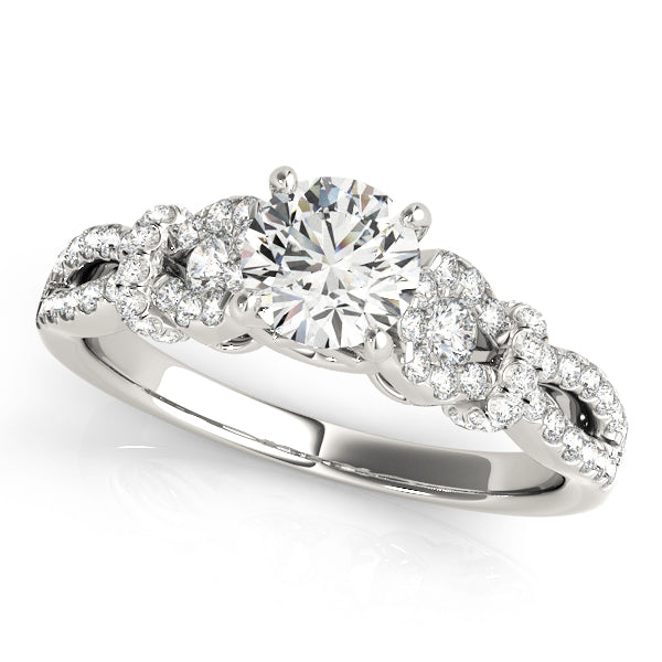 Infinity Split Shank Engagement Ring – 14KT Semi-Mount Cluster Design