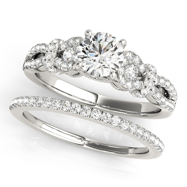 Infinity Split Shank Engagement Ring – 14KT Semi-Mount Cluster Design