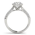 Round Diamond Multirow Pavé Halo Engagement Ring
