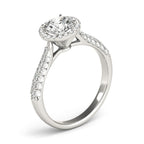 Round Diamond Multirow Pavé Halo Engagement Ring