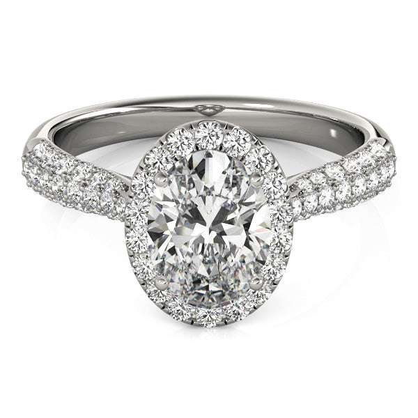 Oval Multirow Pavé Halo Engagement Ring