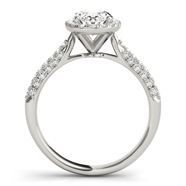 Oval Multirow Pavé Halo Engagement Ring