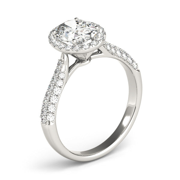 Oval Multirow Pavé Halo Engagement Ring