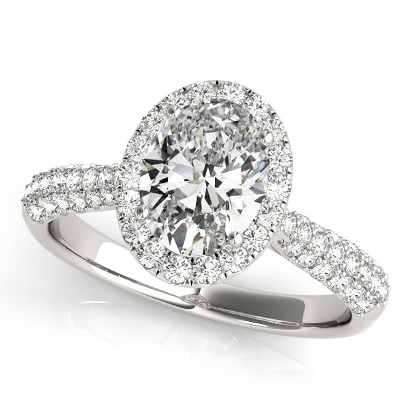 Oval Multirow Pavé Halo Engagement Ring