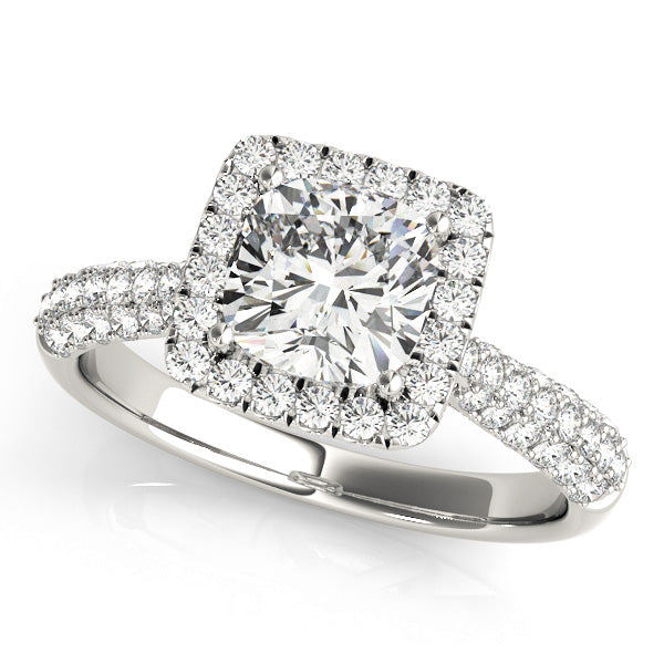 Multi-Row Pavé Cushion Halo Engagement Ring
