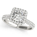Multi-Row Pavé Cushion Halo Engagement Ring