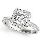 Multi-Row Pavé Cushion Halo Engagement Ring