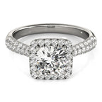 Multi-Row Pavé Cushion Halo Engagement Ring