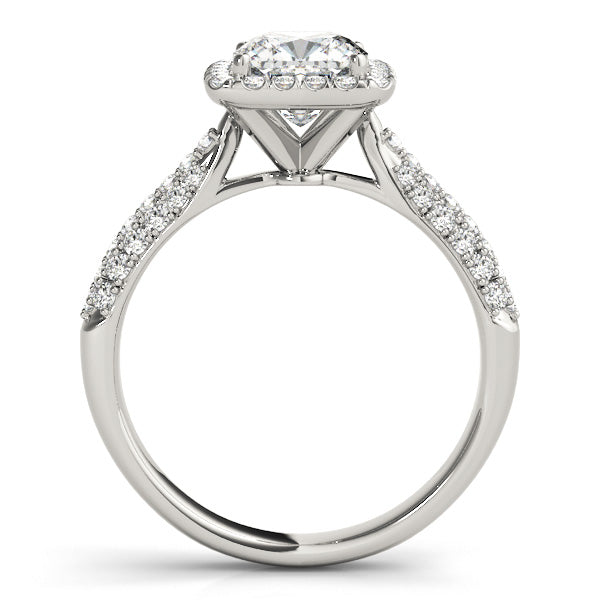 Multi-Row Pavé Cushion Halo Engagement Ring