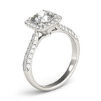 Multi-Row Pavé Cushion Halo Engagement Ring