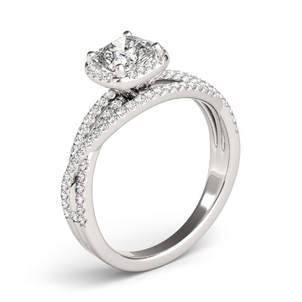 Cushion Halo Twisted Shank Engagement Ring – Multirow Sparkle Design