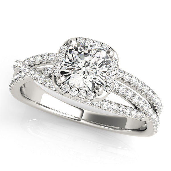 Cushion Halo Twisted Shank Engagement Ring – Multirow Sparkle Design