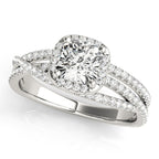 Cushion Halo Twisted Shank Engagement Ring – Multirow Sparkle Design