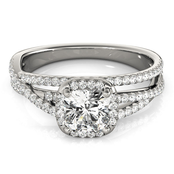 Cushion Halo Twisted Shank Engagement Ring – Multirow Sparkle Design
