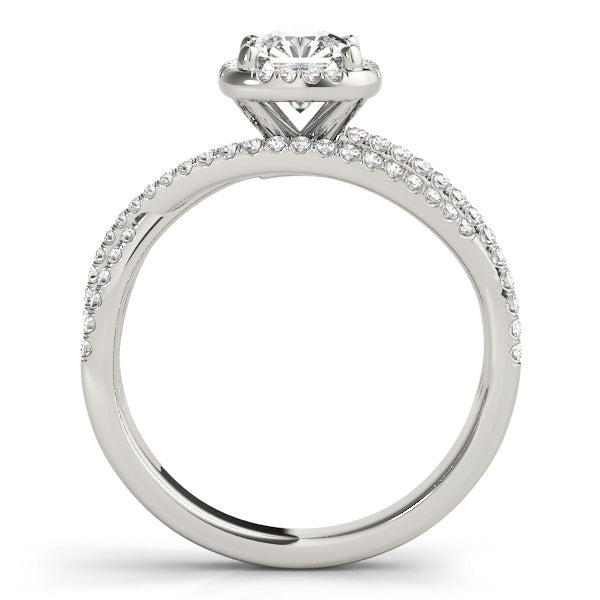 Cushion Halo Twisted Shank Engagement Ring – Multirow Sparkle Design