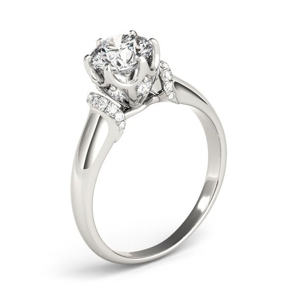 Round Cut Engagement Ring – 14KT Semi-Mount Customizable