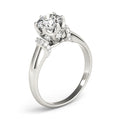 Round Solitaire Cluster Accent Engagement Ring